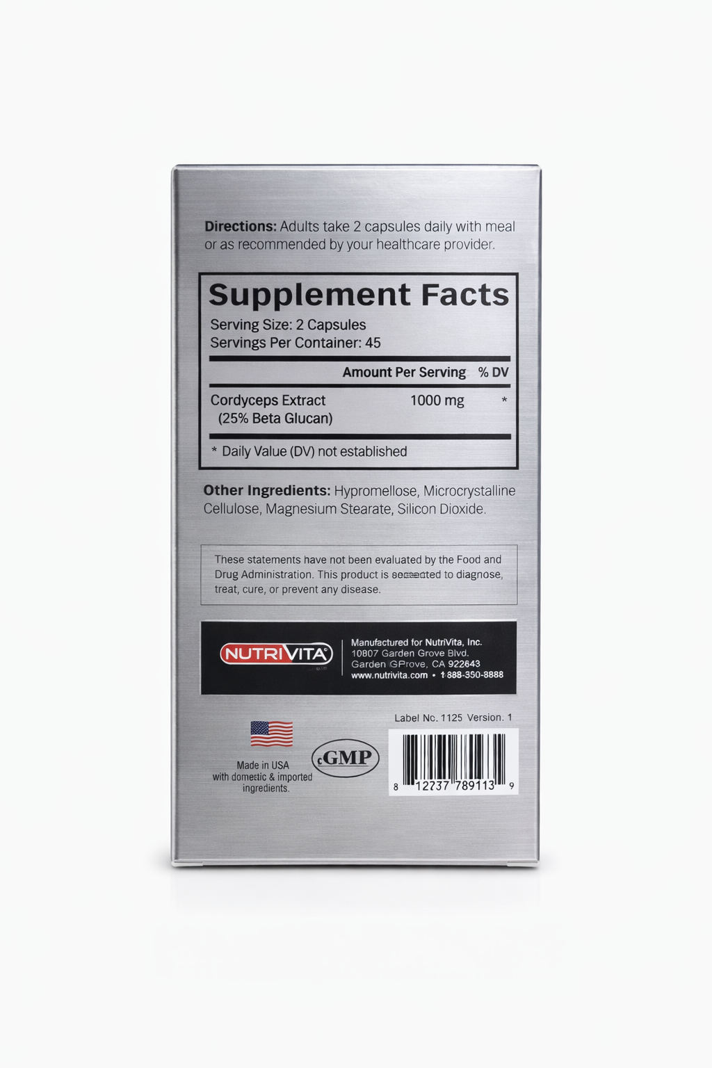 NutriVita Cordyceps 1000 mg (90 Capsules)